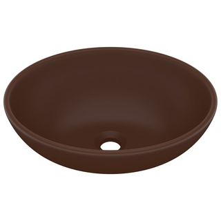 vidaXL Luxury Basin Oval-shaped Matt Dark Brown 40x33 cm Ceramic - Giant Lobelia