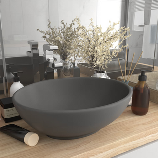 vidaXL Luxury Basin Oval-shaped Matt Dark Grey 40x33 cm Ceramic - Giant Lobelia