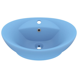 vidaXL Luxury Basin Overflow Oval Matt Light Blue 58.5x39 cm Ceramic - Giant Lobelia