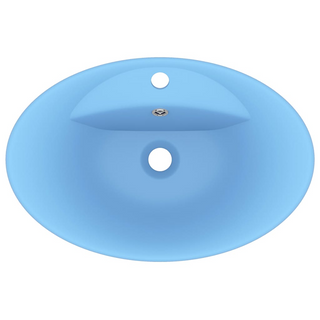 vidaXL Luxury Basin Overflow Oval Matt Light Blue 58.5x39 cm Ceramic - Giant Lobelia