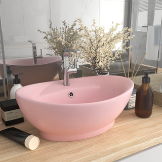 vidaXL Luxury Basin Overflow Oval Matt Pink 58.5x39 cm Ceramic - Giant Lobelia