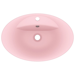 vidaXL Luxury Basin Overflow Oval Matt Pink 58.5x39 cm Ceramic - Giant Lobelia