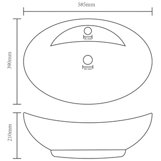 vidaXL Luxury Basin Overflow Oval Matt White 58.5x39 cm Ceramic - Giant Lobelia