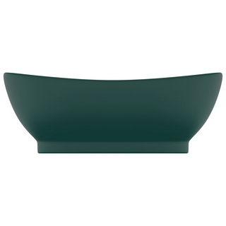 vidaXL Luxury Basin Overflow Oval Matt Dark Green 58.5x39 cm Ceramic - Giant Lobelia