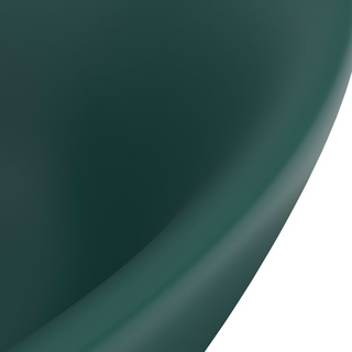 vidaXL Luxury Basin Overflow Oval Matt Dark Green 58.5x39 cm Ceramic - Giant Lobelia