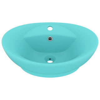 vidaXL Luxury Basin Overflow Oval Matt Light Green 58.5x39 cm Ceramic - Giant Lobelia