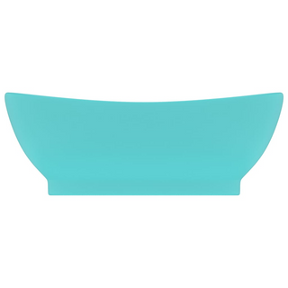 vidaXL Luxury Basin Overflow Oval Matt Light Green 58.5x39 cm Ceramic - Giant Lobelia