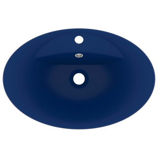 vidaXL Luxury Basin Overflow Oval Matt Dark Blue 58.5x39 cm Ceramic - Giant Lobelia