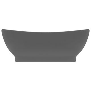 vidaXL Luxury Basin Overflow Oval Matt Dark Grey 58.5x39 cm Ceramic - Giant Lobelia