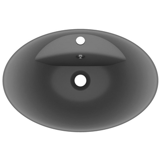 vidaXL Luxury Basin Overflow Oval Matt Dark Grey 58.5x39 cm Ceramic - Giant Lobelia