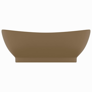 vidaXL Luxury Basin Overflow Oval Matt Cream 58.5x39 cm Ceramic - Giant Lobelia