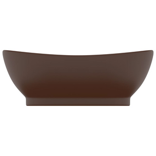 vidaXL Luxury Basin Overflow Oval Matt Dark Brown 58.5x39 cm Ceramic - Giant Lobelia