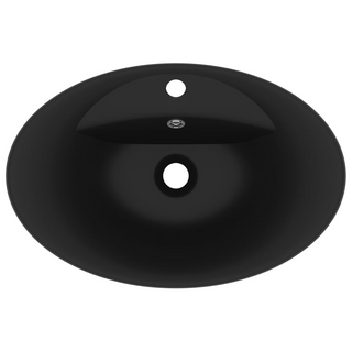 vidaXL Luxury Basin Overflow Oval Matt Black 58.5x39 cm Ceramic - Giant Lobelia