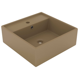 vidaXL Luxury Basin Overflow Square Matt Cream 41x41 cm Ceramic - Giant Lobelia