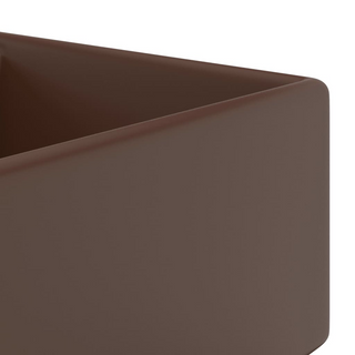 vidaXL Luxury Basin Overflow Square Matt Dark Brown 41x41 cm Ceramic - Giant Lobelia