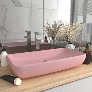 vidaXL Luxury Basin Rectangular Matt Pink 71x38 cm Ceramic - Giant Lobelia