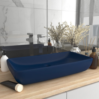 vidaXL Luxury Basin Rectangular Matt Dark Blue 71x38 cm Ceramic - Giant Lobelia