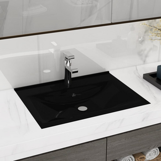 vidaXL Luxury Basin with Faucet Hole Matt Black 60x46 cm Ceramic - Giant Lobelia