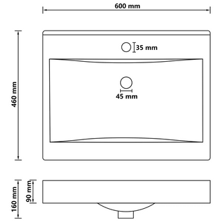 vidaXL Luxury Basin with Faucet Hole Matt Black 60x46 cm Ceramic - Giant Lobelia
