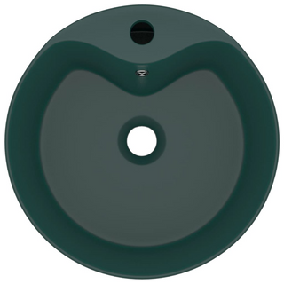 vidaXL Luxury Wash Basin with Overflow Matt Dark Green 36x13 cm Ceramic - Giant Lobelia