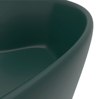 vidaXL Luxury Wash Basin with Overflow Matt Dark Green 36x13 cm Ceramic - Giant Lobelia