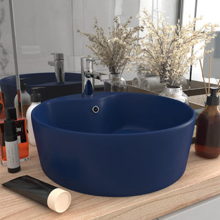 vidaXL Luxury Wash Basin with Overflow Matt Dark Blue 36x13 cm Ceramic - Giant Lobelia