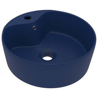 vidaXL Luxury Wash Basin with Overflow Matt Dark Blue 36x13 cm Ceramic - Giant Lobelia