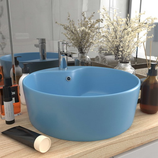 vidaXL Luxury Wash Basin with Overflow Matt Light Blue 36x13 cm Ceramic - Giant Lobelia