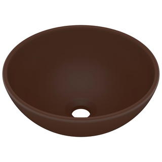 vidaXL Luxury Bathroom Basin Round Matt Dark Brown 32.5x14 cm Ceramic - Giant Lobelia