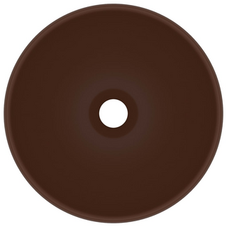 vidaXL Luxury Bathroom Basin Round Matt Dark Brown 32.5x14 cm Ceramic - Giant Lobelia