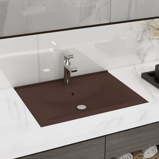 vidaXL Luxury Basin with Faucet Hole Matt Dark Brown 60x46 cm Ceramic - Giant Lobelia