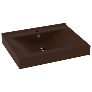 vidaXL Luxury Basin with Faucet Hole Matt Dark Brown 60x46 cm Ceramic - Giant Lobelia