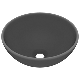 vidaXL Luxury Bathroom Basin Round Matt Dark Grey 32.5x14 cm Ceramic - Giant Lobelia