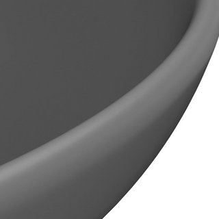 vidaXL Luxury Bathroom Basin Round Matt Dark Grey 32.5x14 cm Ceramic - Giant Lobelia