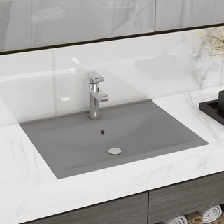 vidaXL Luxury Basin with Faucet Hole Matt Light Grey 60x46 cm Ceramic - Giant Lobelia