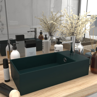 Bathroom Sink with Overflow Ceramic Dark Green - Giant Lobelia