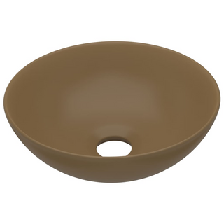 Bathroom Sink Ceramic Matt Cream Round - Giant Lobelia