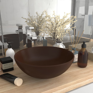 Bathroom Sink Ceramic Dark Brown Round - Giant Lobelia