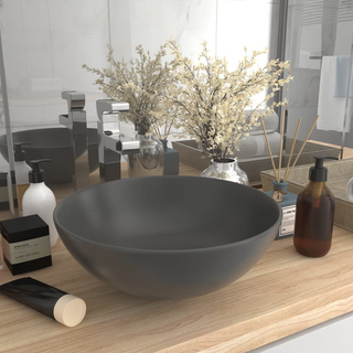 Bathroom Sink Ceramic Dark Grey Round - Giant Lobelia