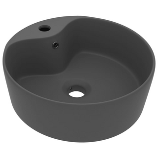 vidaXL Luxury Wash Basin with Overflow Matt Dark Grey 36x13 cm Ceramic - Giant Lobelia