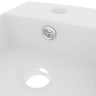 Bathroom Sink with Overflow Ceramic Matt White - Giant Lobelia