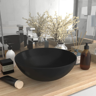 Bathroom Sink Ceramic Matt Black Round - Giant Lobelia
