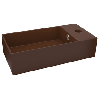 Bathroom Sink with Overflow Ceramic Dark Brown - Giant Lobelia