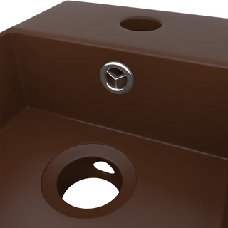 Bathroom Sink with Overflow Ceramic Dark Brown - Giant Lobelia