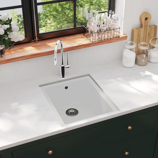 vidaXL Kitchen Sink with Overflow Hole White Granite - Giant Lobelia