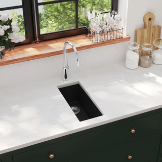 vidaXL Kitchen Sink with Overflow Hole Black Granite - Giant Lobelia