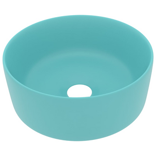 vidaXL Luxury Wash Basin Round Matt Light Green 40x15 cm Ceramic - Giant Lobelia