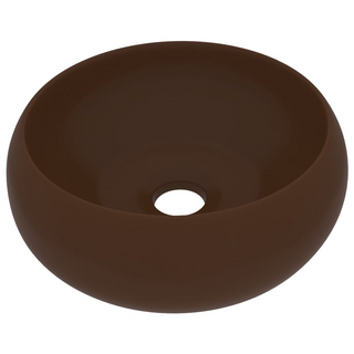 vidaXL Luxury Wash Basin Round Matt Dark Brown 40x15 cm Ceramic - Giant Lobelia