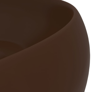 vidaXL Luxury Wash Basin Round Matt Dark Brown 40x15 cm Ceramic - Giant Lobelia