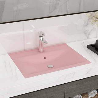 vidaXL Luxury Basin with Faucet Hole Matt Pink 60x46 cm Ceramic - Giant Lobelia